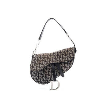 Christian Dior Medium Vintage Saddle Bag Diorissimo Canvas